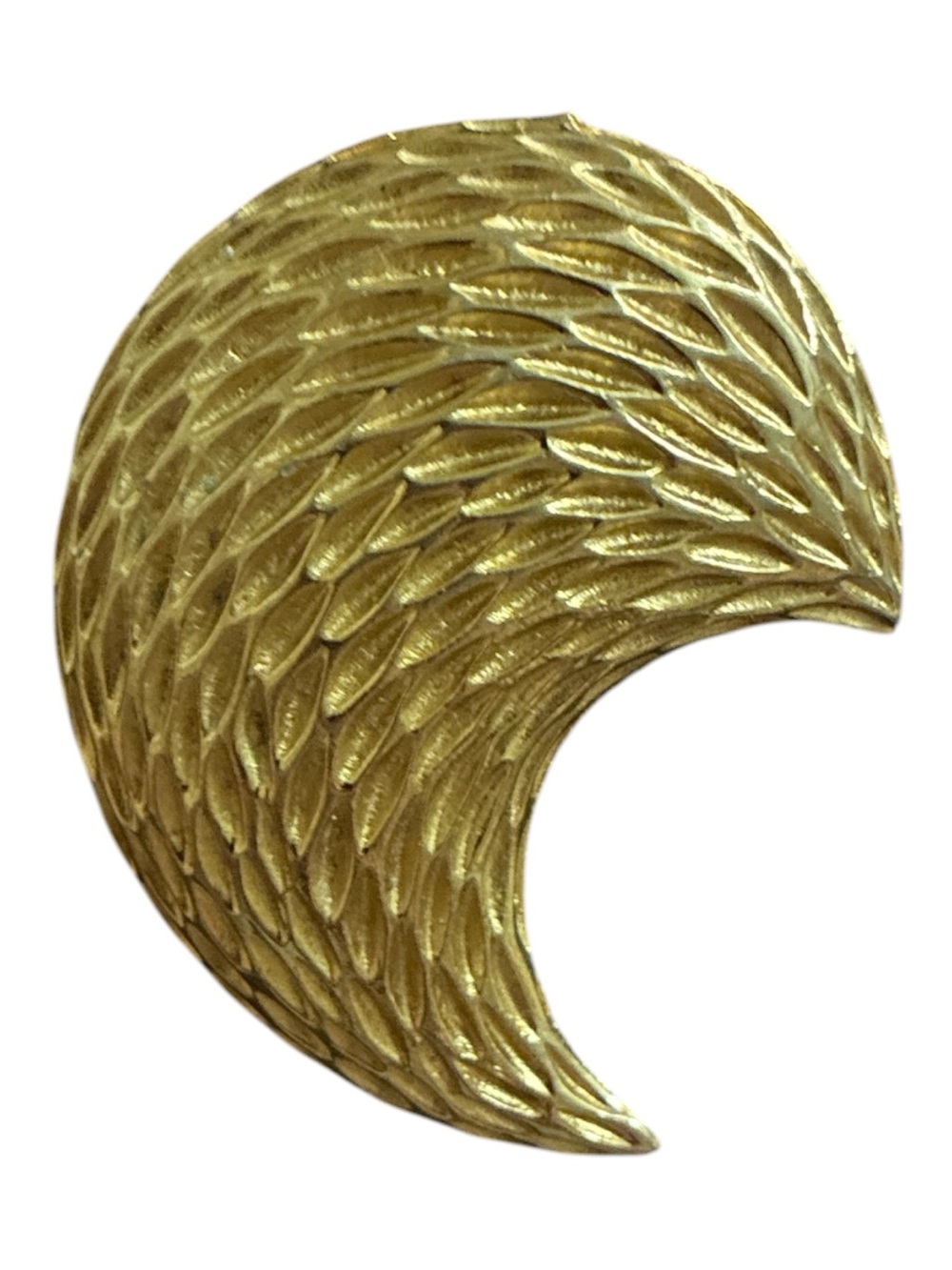 Gold Textured Crescent Brooch